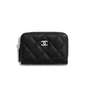 CHANEL CLASSIC ZIPPED COIN PURSE WITH CHANEL SHOPPING BAG